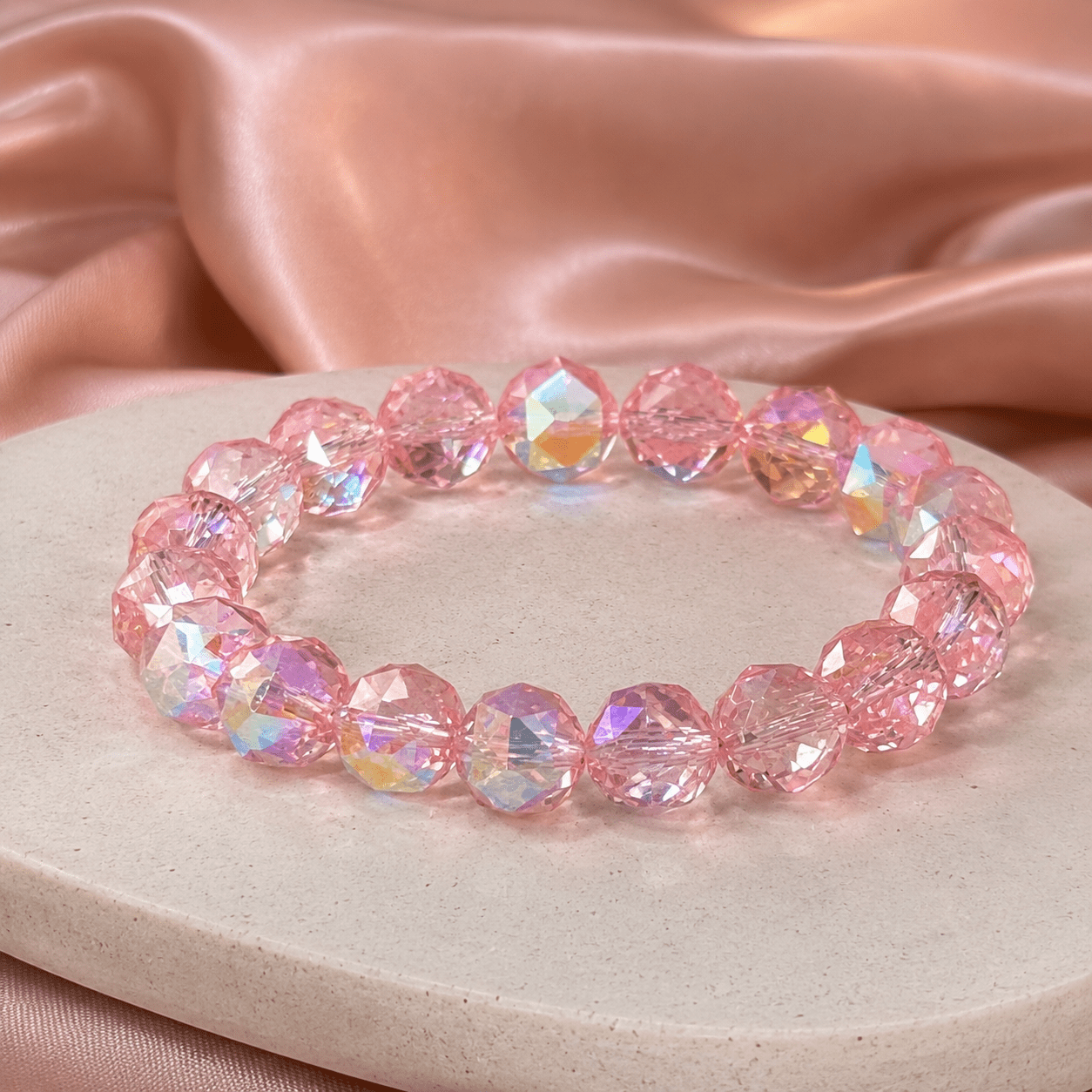 Sparkling Pink Austrian Crystal Stretch Bracelet, Romantic Gift